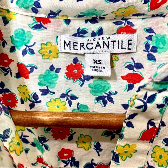 J. Crew Mercantile XS Floral Open V-Neck LS Blouse - Picture 2 of 12